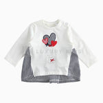 Maglia Manica Lunga In Cotone Con Dettagli Vichy Neonata Minibanda J760 - MINIBANDA - LuxuryKids