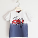 Maglia Maniche Corte In cotone Con Stampa 500 Bianca-Blu Bambino SARABANDA 2509 - SARABANDA - LuxuryKids