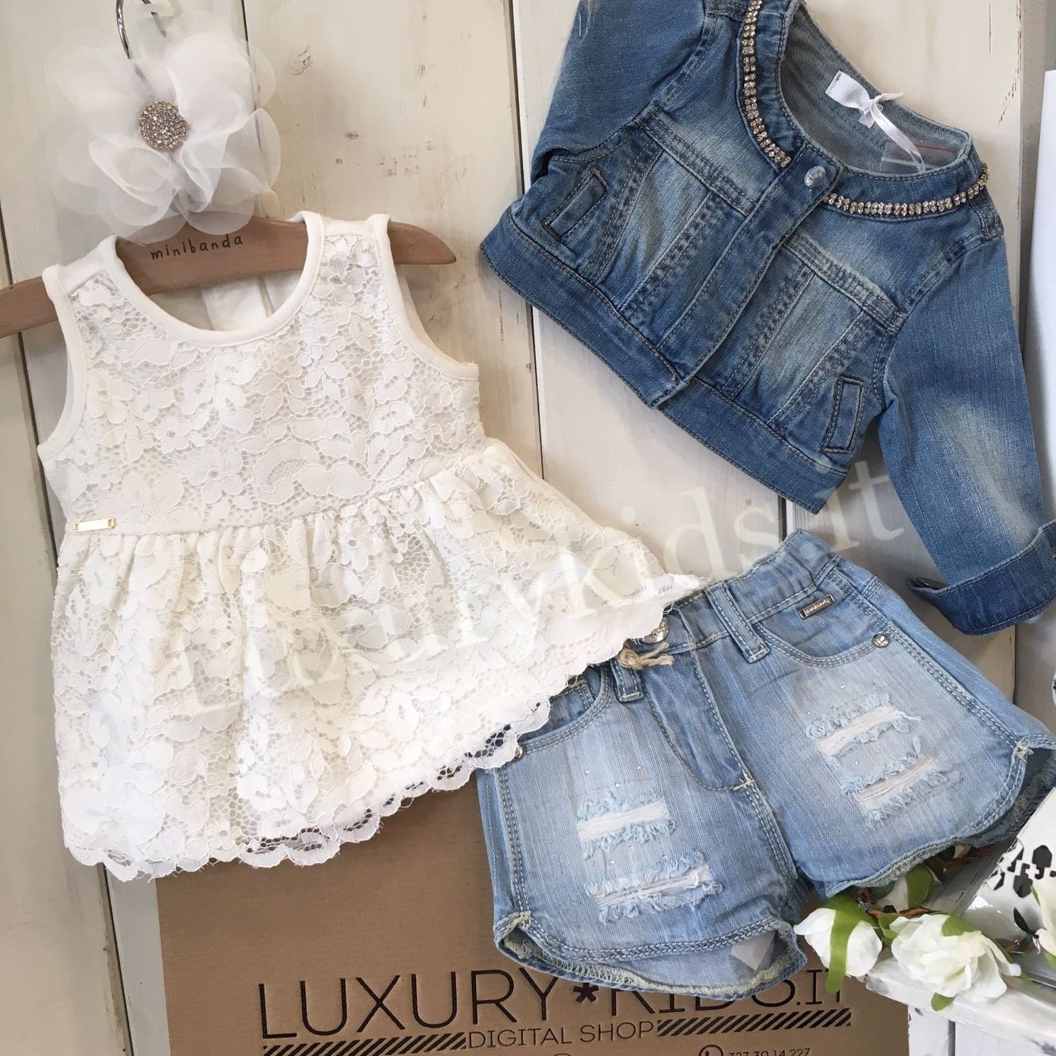 Maglia Smanicata Pizzo Panna Bambina Sarabanda U565 - SARABANDA - LuxuryKids