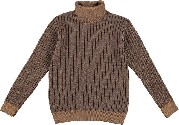 Maglioncino Collo Alto Misto Lana Marrone e Verde Bambino Manuell&Frank MF4133R - MANUELL&FRANK - LuxuryKids