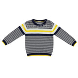 Maglioncino Girocollo in Misto Lana con Fantasia a Righe Bambino Grigio-Blu-Giallo Sarabanda V104 - SARABANDA - LuxuryKids