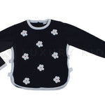 Maglioncino In Filo Di Cotone Blu Con Fiori Bambina Dr Kid DK439 - DR.KID - LuxuryKids