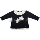 Maglioncino in misto lana blu fiori di cotone neonata DR KID 342 - DR.KID - LuxuryKids