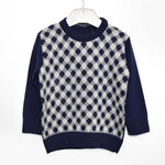 Maglioncino in Misto Lana Blu Royal con Fantasia Rombi Per Neonato Manuell&Frank MF4028N - MANUELL&FRANK - LuxuryKids