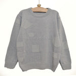 Maglioncino in Misto Lana Grigio con Ricami Forme Geometriche Per Bambino Manuell&Frank MF4022B - MANUELL&FRANK - LuxuryKids
