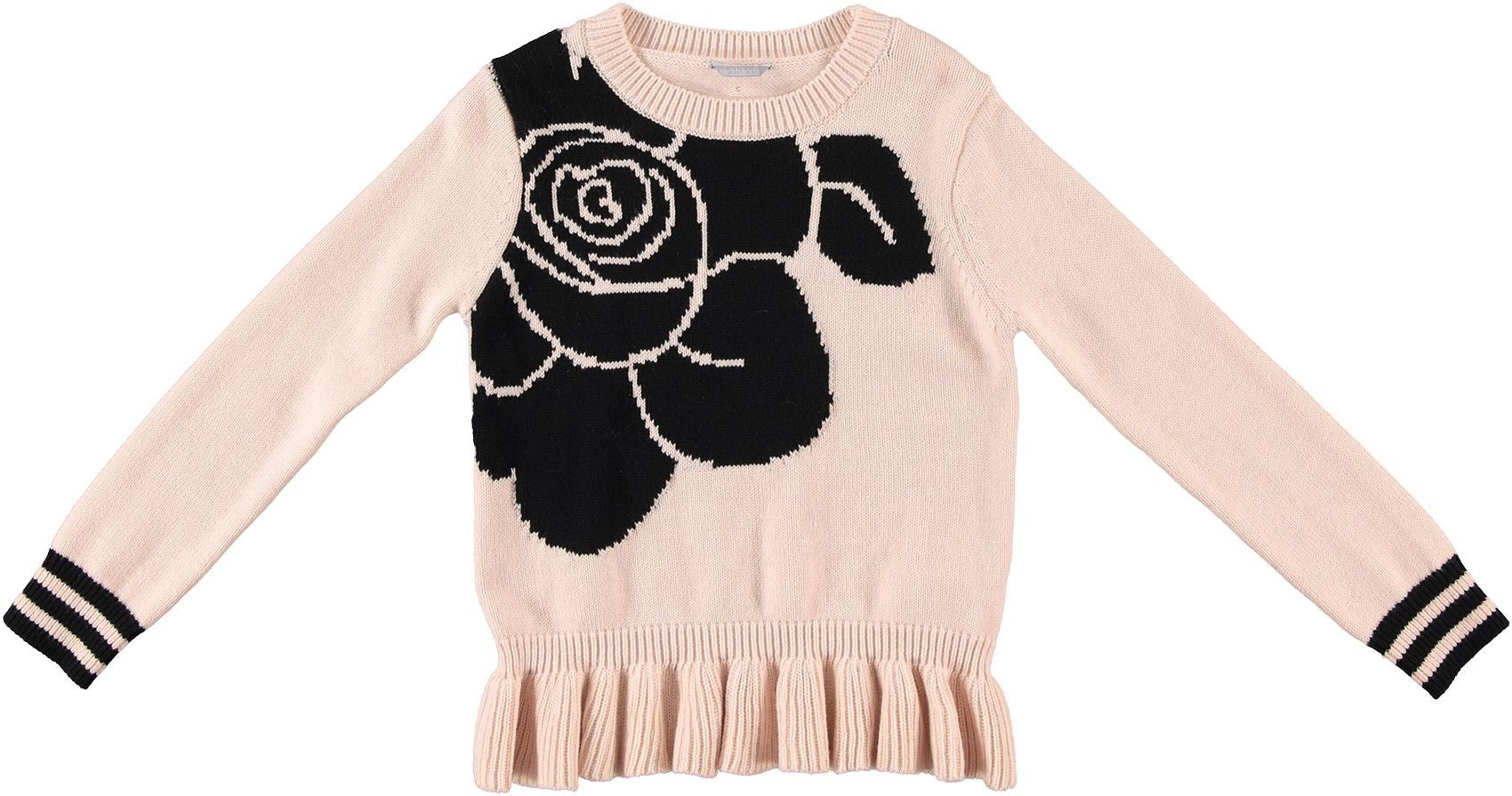 Maglioncino In Misto Lana Rosa Con Rosa Bambina Sarabanda K402 - SARABANDA - LuxuryKids