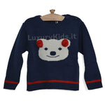 Maglioncino Orsetto in Misto Lana Blu Neonato A&J 311BL - A&J - LuxuryKids
