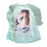 Maxi Maglia con Pelliccia e Stampa Verde Bambina Fun&Fun FNBDR7002 - FUN&FUN - LuxuryKids