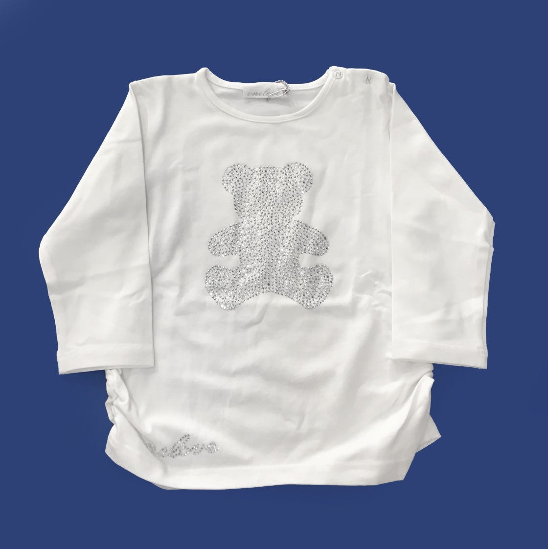 Maxi Maglia con Strass Bianco Neonata One Love 337J24 - ONE LOVE - LuxuryKids