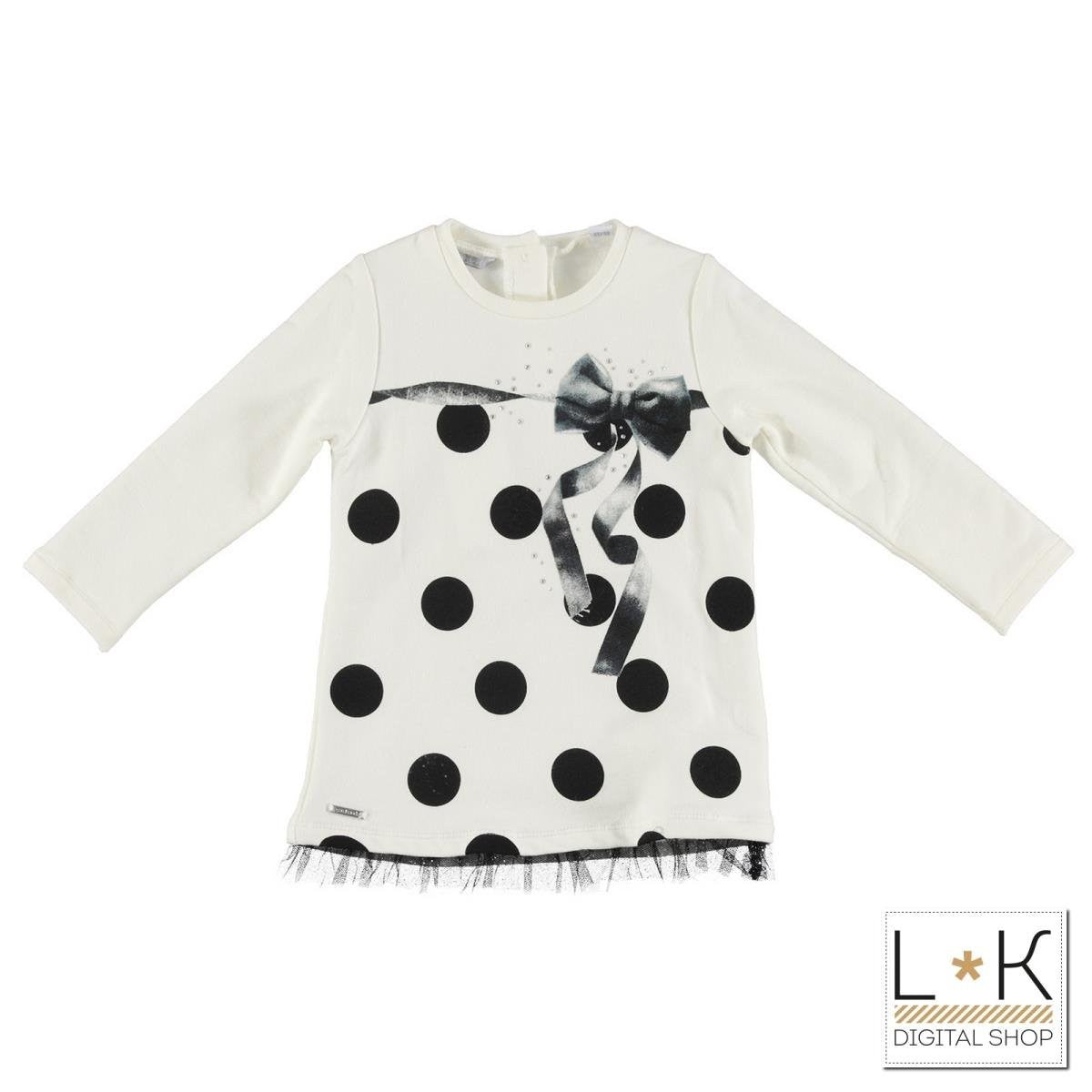 Maxi Maglia in Caldo Cotone Bianco con Stampa Bambina Sarabanda T205 - SARABANDA - LuxuryKids