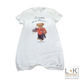 Pagliaccetto in Cotone con stampa Orso Neonato Bianco Onelove 328J113 - ONE LOVE - LuxuryKids