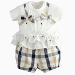 Pagliaccetto Interno Corto In Cotone A quadri Neonata Minibanda J711 - MINIBANDA - LuxuryKids