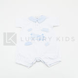 Pagliaccetto Intero In Cotone Bianco E Azzurro Con Aereoplanini Neonato LA SARTORIA DEI PICCOLI LP751 - LA SARTORIA DEI PICCOLI - LuxuryKids