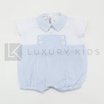 Pagliaccetto Intero In Cotone Bianco E Azzurro Neonato LA SARTORIA DEI PICCOLI LPB751 - LA SARTORIA DEI PICCOLI - LuxuryKids