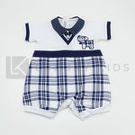 Pagliaccetto Intero In Cotone Bianco E Blu Neonato LA SARTORIA DEI PICCOLI LP753 - LA SARTORIA DEI PICCOLI - LuxuryKids