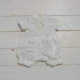 Pagliaccetto Intero in Lino Bianco Unisex Creazioni Luana 151 - CREAZIONI LUANA - LuxuryKids