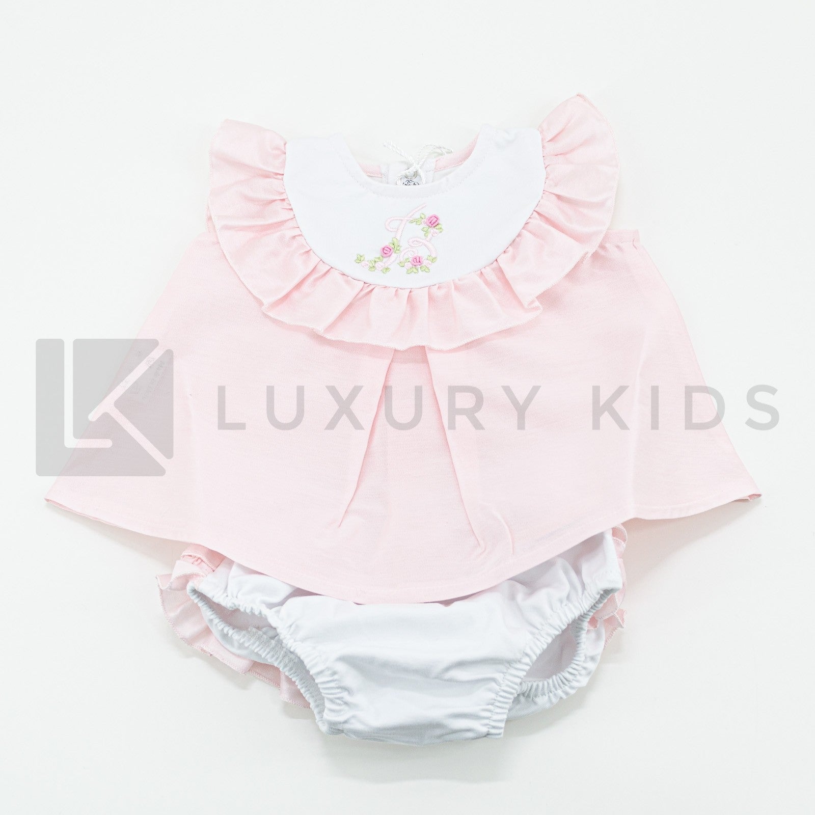 Pagliaccetto Spezzato In Rasatello Di Cotone Rosa Con Culotte Neonata LA SARTORIA DEI PICCOLI LP760 - LA SARTORIA DEI PICCOLI - LuxuryKids