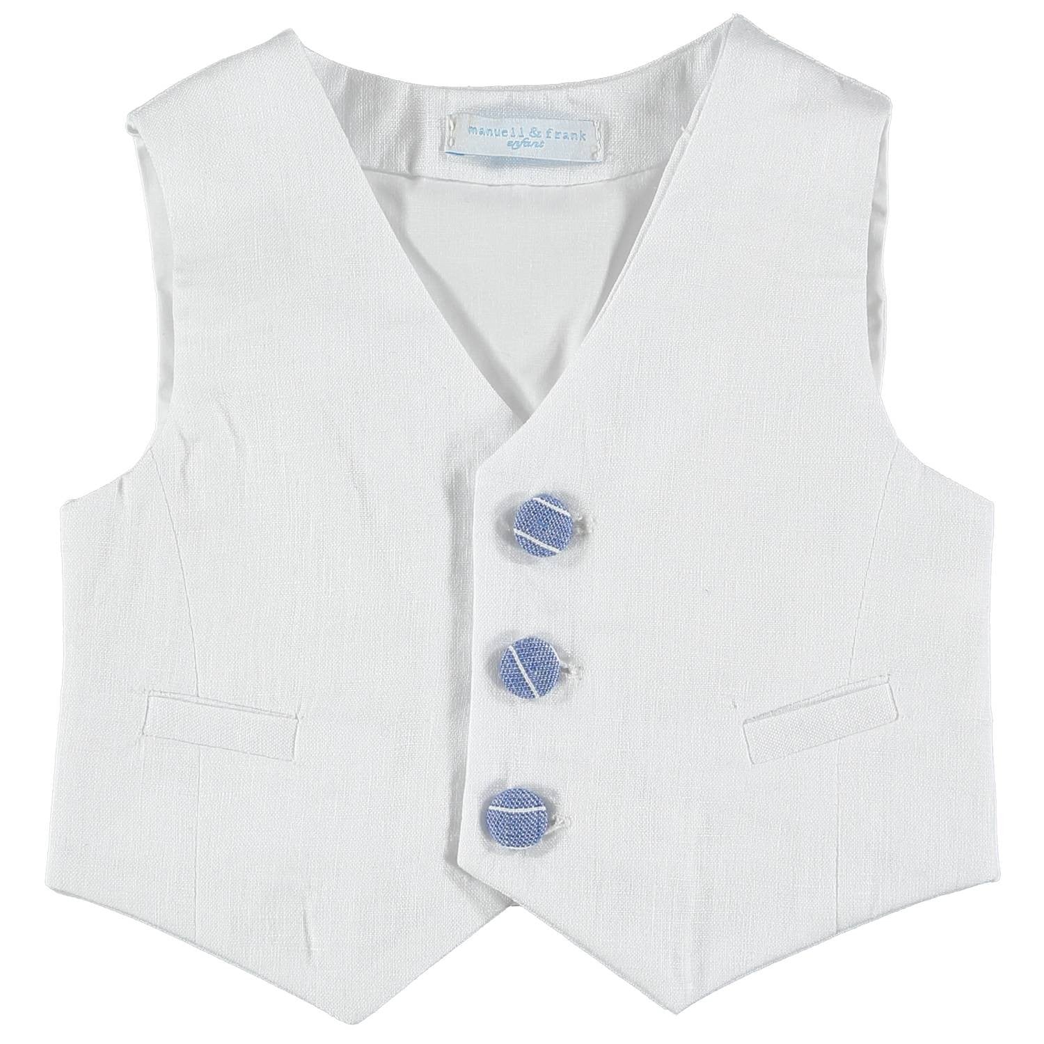 Panciotto in Lino Bianco Neonato MANUELL & FRANK MF5120I - MANUELL&FRANK - LuxuryKids