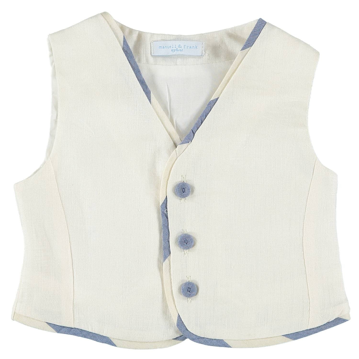 Panciotto In Misto Lino Panna Neonato MANUELL&FRANK MF5112I - MANUELL&FRANK - LuxuryKids