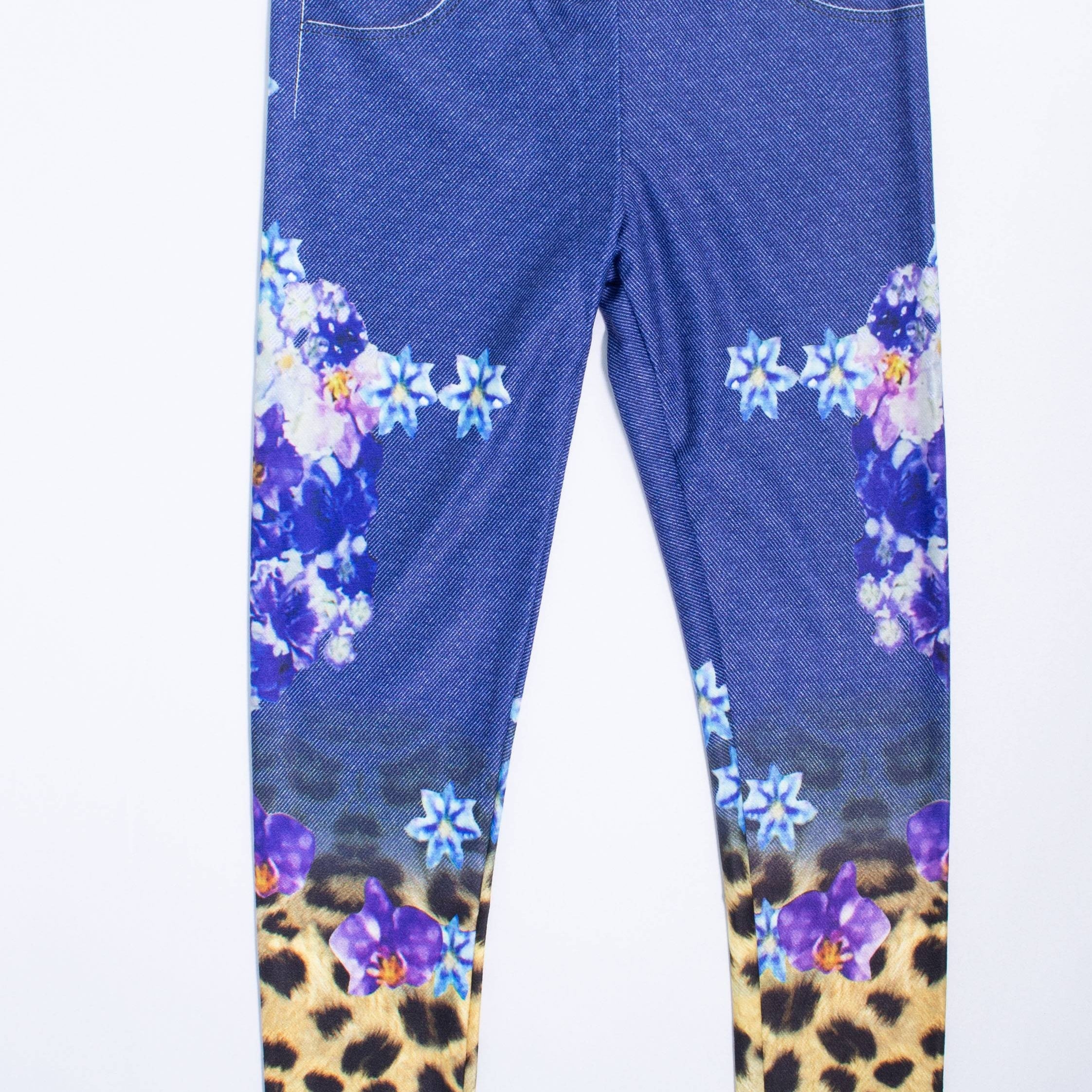 Pantaleggins con Stampa di Fiori Bambina Blu-Viola Fun&Fun FUNBPT3725 - FUN&FUN - LuxuryKids