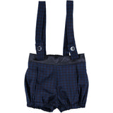 Pantaloncino Con Bretelle in Pied de Poule Blu Neonato MANUELL & FRANK MF2198I - MANUELL&FRANK - LuxuryKids