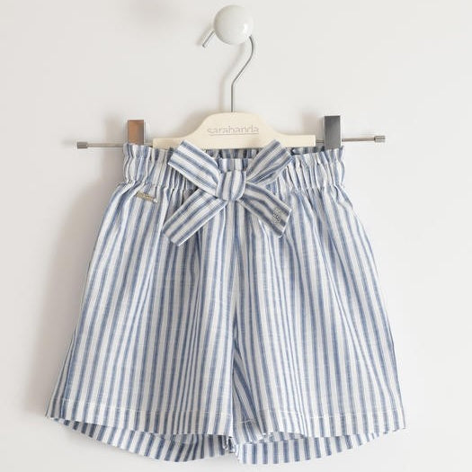 Pantaloncino In cotone a Righe Celeste-Bianco Bambino SARABANDA 2593 - SARABANDA - LuxuryKids