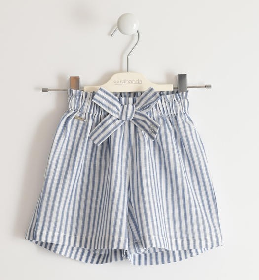 Pantaloncino In cotone a Righe Celeste-Bianco Neonato SARABANDA 2593 - SARABANDA - LuxuryKids