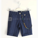 Pantalone Corto In 100% Cotone Con Fantasia Pois Blu Bambino Sarabanda J637 - SARABANDA - LuxuryKids