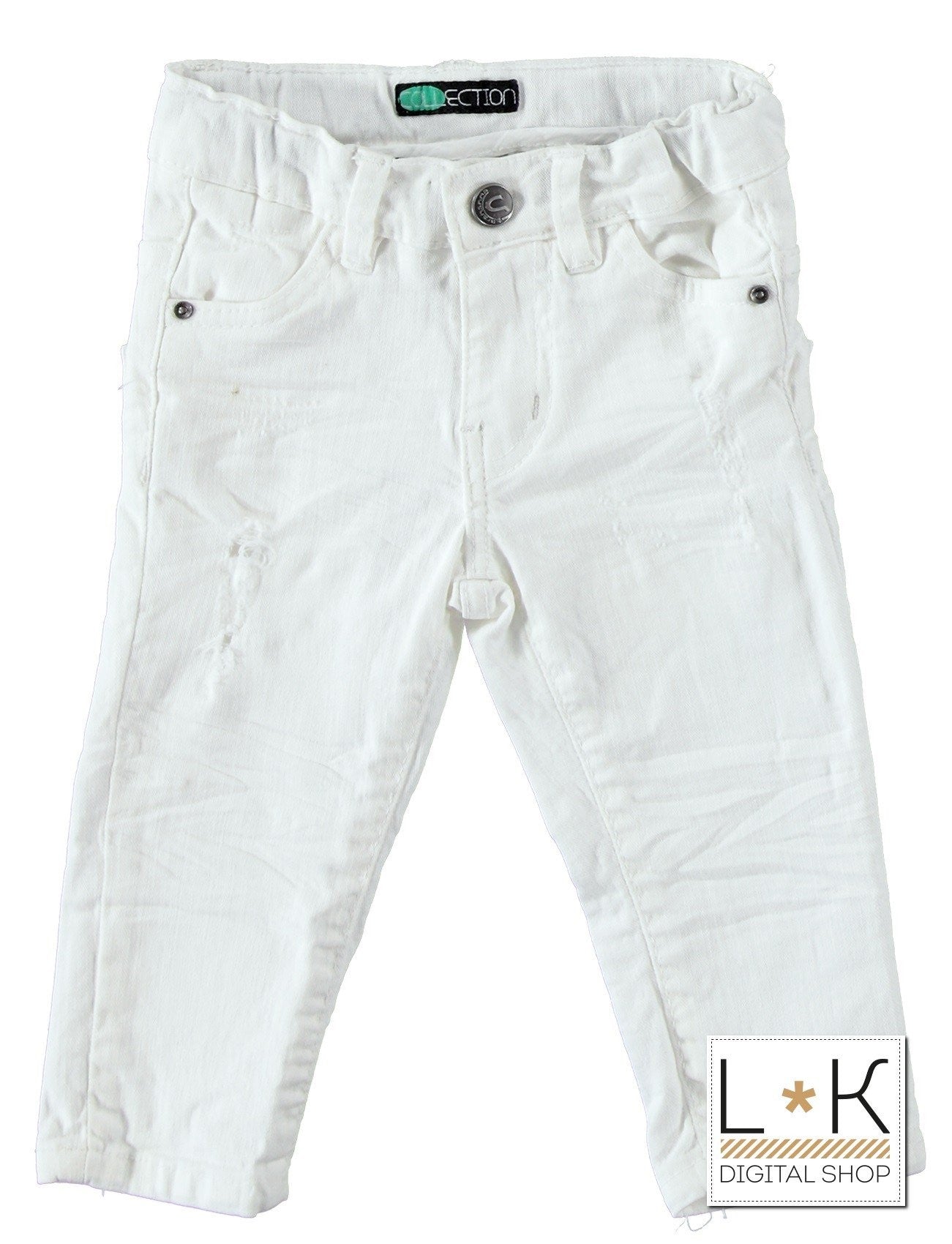 Pantalone Effetto Jeans Slim Fit  Bianco Neonato Sarabanda U156 - SARABANDA - LuxuryKids
