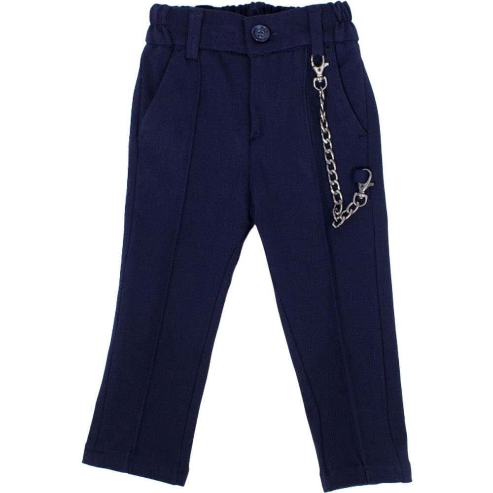 Pantalone Elasticizzato Classico con Catena Laterale Blu Bambino Manuell&Frank MF1145N - MANUELL&FRANK - LuxuryKids