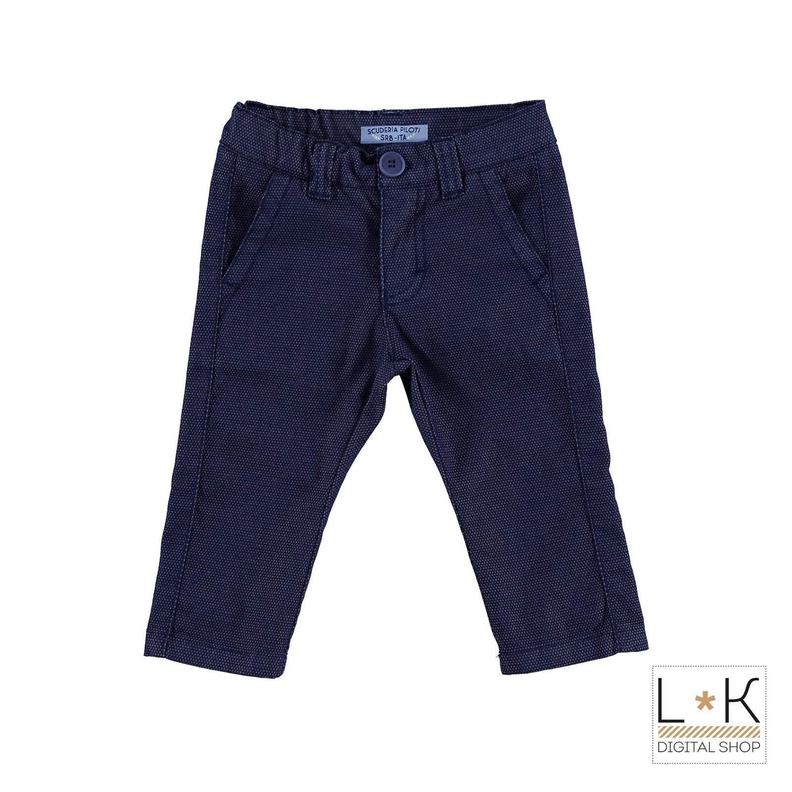 Pantalone Elegante con Micro Fantasia Tono su Tono Bambino Blu Sarabanda M117 - SARABANDA - LuxuryKids