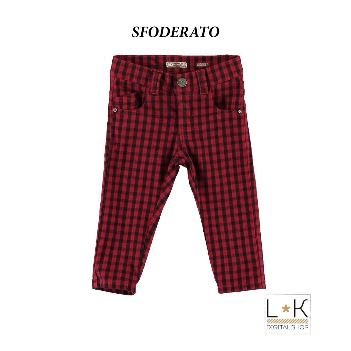 Pantalone Elegante in Caldo Cotone a Quadretti Rosso Bambino Sarabanda N161 - SARABANDA - LuxuryKids