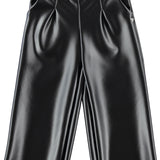 Pantalone Modello Crop In Ecopelle Nero Bambina Sarabanda K442 - SARABANDA - LuxuryKids