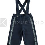 Pantalone Modello Crop In Punto Milano Con Bande In Paillettes Bambina Sarabanda K258 - SARABANDA - LuxuryKids