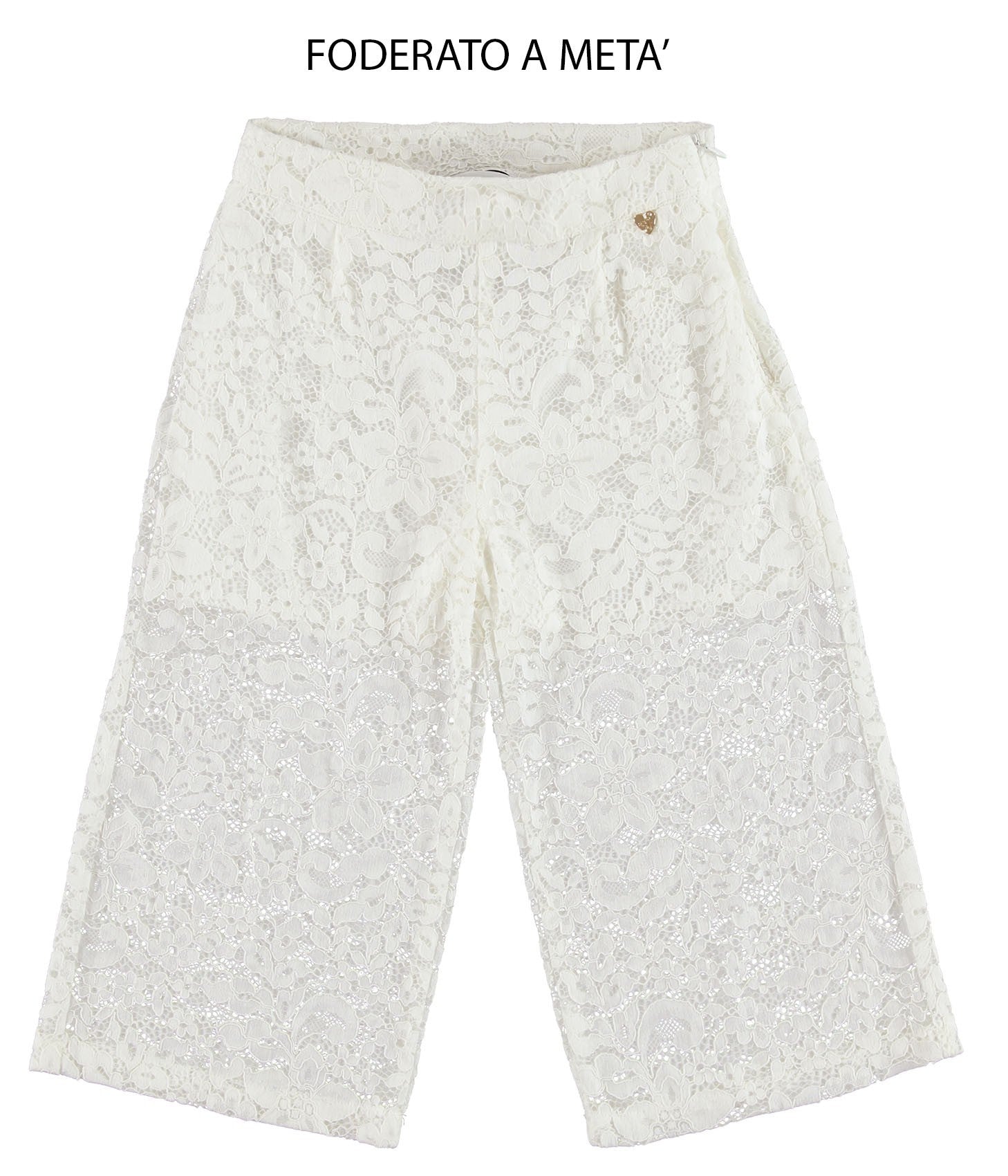 Pantalone Palazzo In pizzo Bianco Bambina Sarabanda W444 - SARABANDA - LuxuryKids