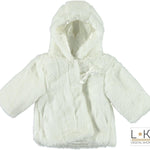Pellicciotto con Cappuccio Ecologico Bianco Neonata Minibanda T772 - MINIBANDA - LuxuryKids