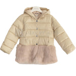 Piumino Con Bordatura In Ecopelliccia Beige Bambina Sarabanda K466 - SARABANDA - LuxuryKids