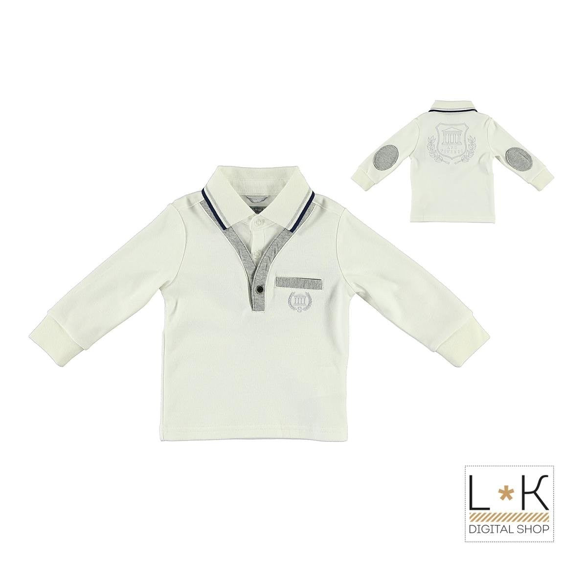 Polo in Caldo Cotone Bianco Neonato Sarabanda N132 - SARABANDA - LuxuryKids