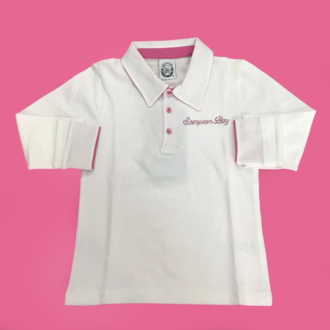 Polo in Caldo Cotone Bianco-Fucsia Bambina Scorpion Bay GTE2202 - SCORPION BAY - LuxuryKids