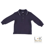 Polo in Caldo Cotone Blu Notte in Tinta Unita Neonato Sarabanda F807 - SARABANDA - LuxuryKids