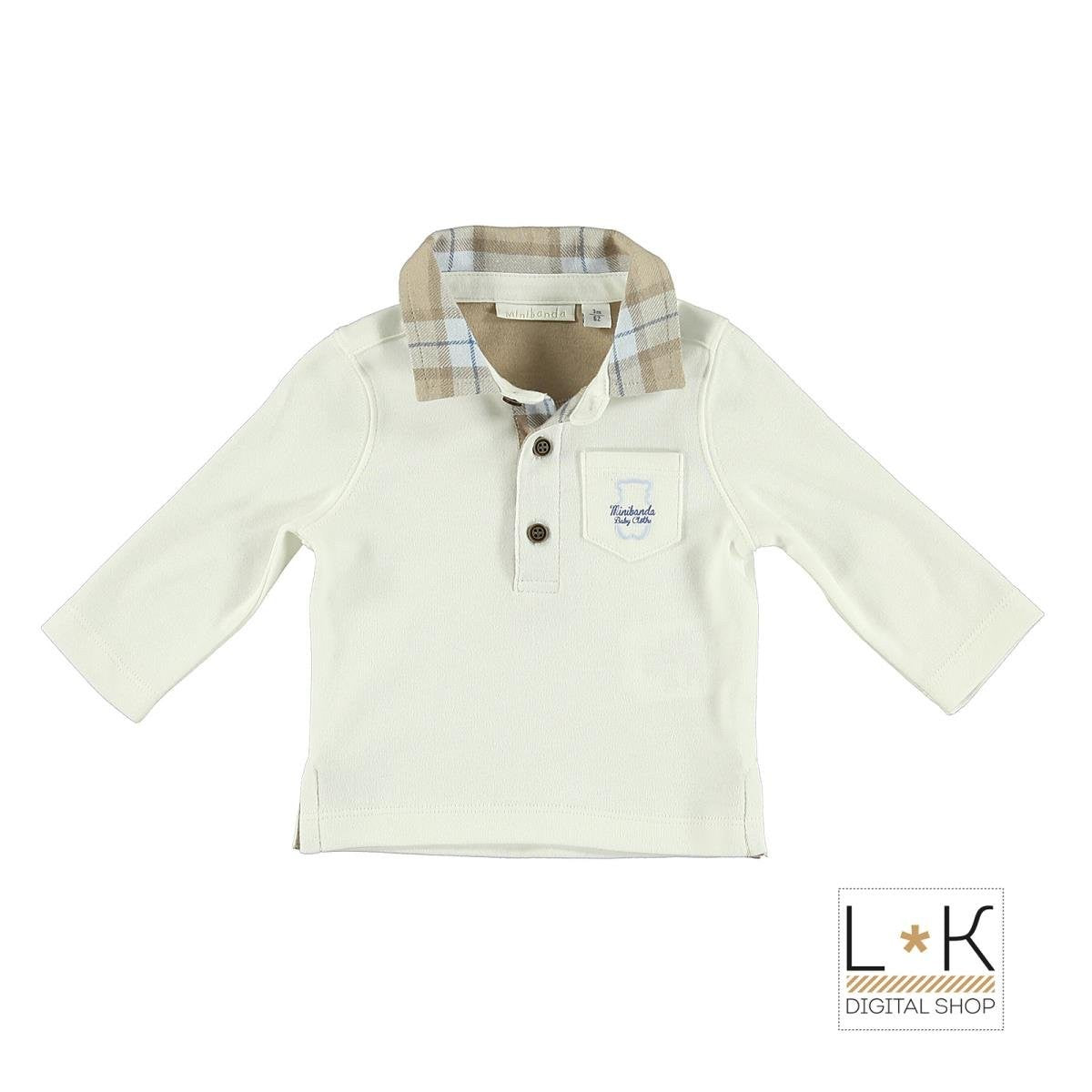 Polo in Caldo Cotone Panna Neonato Minibanda N611 - MINIBANDA - LuxuryKids