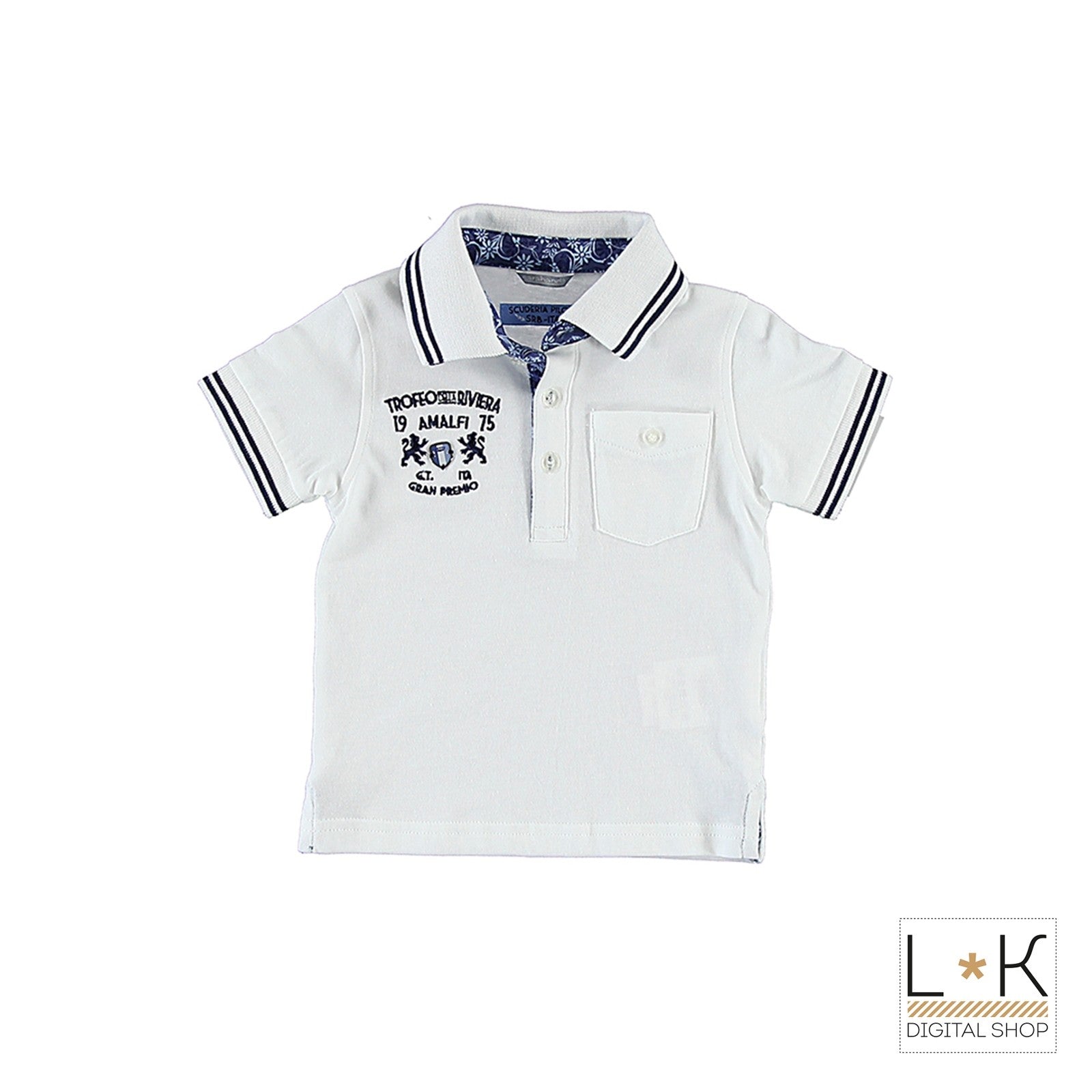 Polo in Cotone Bianco in Tinta Unita Neonato Sarabanda M514 - SARABANDA - LuxuryKids