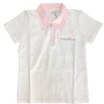 Polo in Cotone Bianco-Rosa Bambina One Love 210J103 - ONE LOVE - LuxuryKids