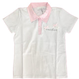 Polo in Cotone Bianco-Rosa Bambina One Love 210J103 - ONE LOVE - LuxuryKids