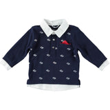 Polo Manica Lunga Piquet Blu Neonato Sarabanda U121 - SARABANDA - LuxuryKids