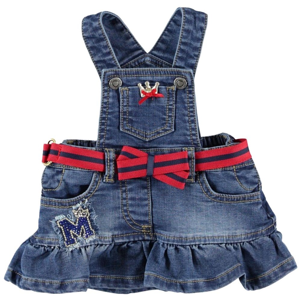 Salopetta con gonna  in Jeans Neonata Minibanda K728 - MINIBANDA - LuxuryKids