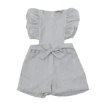 Salopette in Cotone a Righe Panna Bambina DR KIDS DK463 - DR.KID - LuxuryKids