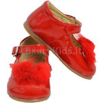Scarpa A Bambolina Primi Passi Con Pon Pon in Vernice Rossa Bambina Panyno B2301R - PANYNO - LuxuryKids