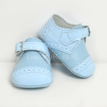 Scarpa da Culla Francesina in Pelle e Vernice Azzurra Neonato Panyno A2319 - PANYNO - LuxuryKids