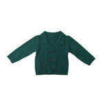 Cardigan Doppio Petto In Misto Lana Neonato Verde BUFI B1473G - BUFI - LuxuryKids